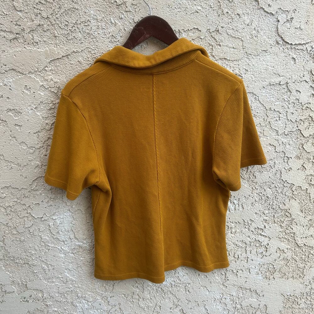 Big Bud Press Mustard Fisherman Polo Top 100% Cotton Made in USA Size L - Picture 2 of 4